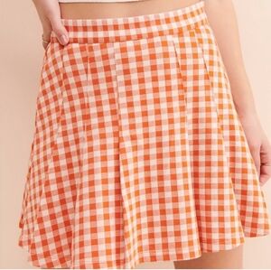 Free People- Honey- Gingham Pleated Mini Skirt. Size 0. NWOT